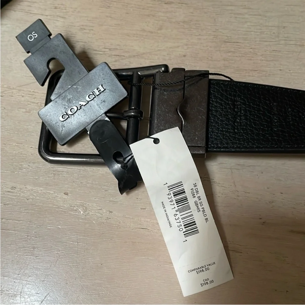 Coach Black Belt with Sleek “C”Design Men's Size 38